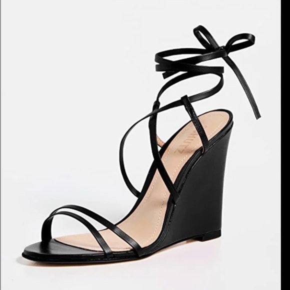 SCHUTZ Shoes - SCHUTZ Deonne Black Strappy Wrap Wedge Sandal NWT